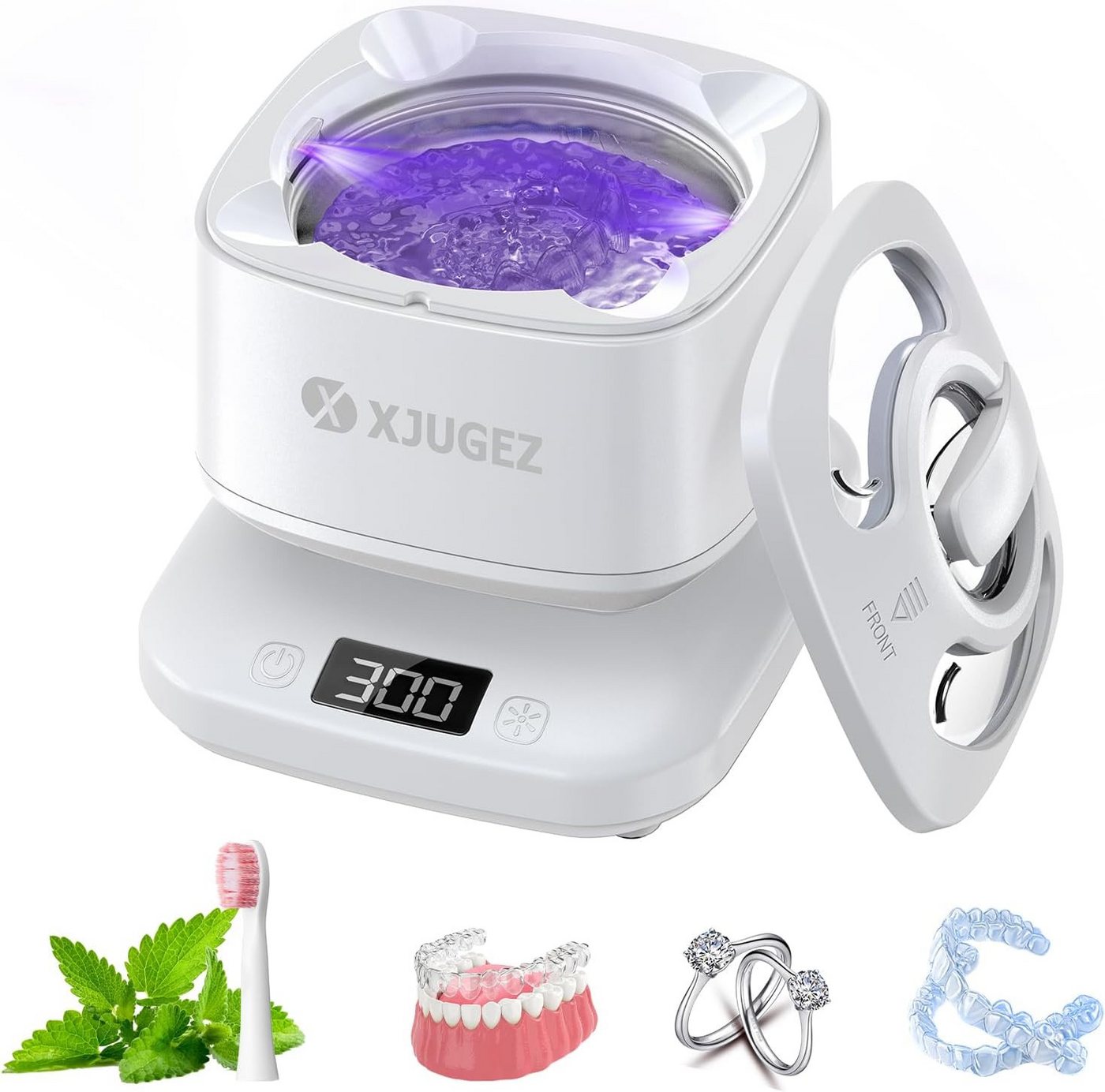 XJUGEZ Ultraschallreiniger Ultraschallreiniger 42000Hz 180ml UV Timer Schmuck Zahnschiene, 42000Hz 180ml UV Licht Timer kompakt Ultraschallreiniger Bild 3