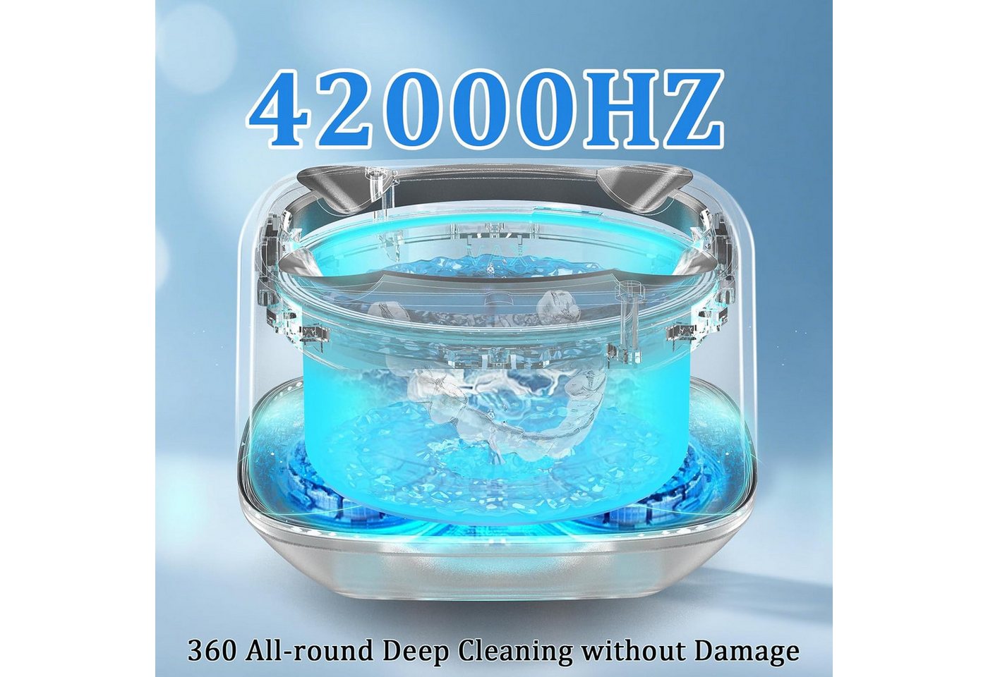 XJUGEZ Ultraschallreiniger Ultraschallreiniger 42000Hz 180ml UV Timer Schmuck Zahnschiene, 42000Hz 180ml UV Licht Timer kompakt Ultraschallreiniger Bild 5