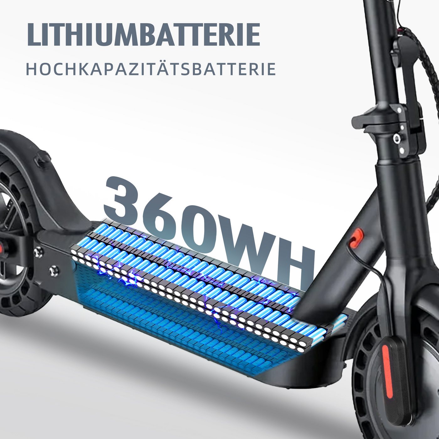 ZWHEEL E-Scooter mit Straßenzulassung 120kg, 10'' klappbarer E-Roller, 35-45km, 500 W, 20 km/h, (mit Schutzblechen, APP, 10'' pannensicherer Vollgummireifen), Elektroroller, klappbar, Stoßdämpfung, Doppels Bremssystem Bild 4