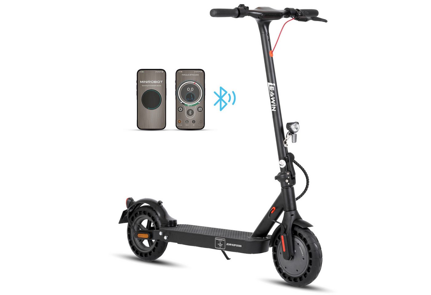 ZWHEEL E-Scooter mit Straßenzulassung 120kg, 10'' klappbarer E-Roller, 35-45km, 500 W, 20 km/h, (mit Schutzblechen, APP, 10'' pannensicherer Vollgummireifen), Elektroroller, klappbar, Stoßdämpfung, Doppels Bremssystem Bild 5