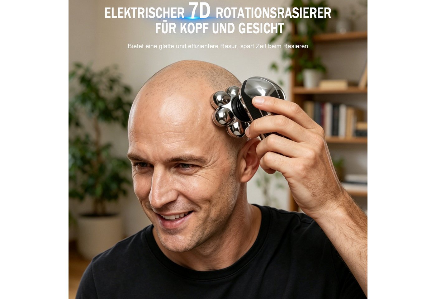 AKKEE Elektrorasierer Glatzen Rasierer Herren, Upgrade-7D Kopfrasierer Glatze, Aufsätze: 7, Haarschneider (3/5/7 mm), Nass-& Trockenrasur, IPX6 Wasserdicht, LED-Anzeige Bart Nasenhaar Trimmer Pflege Kit Bild 2