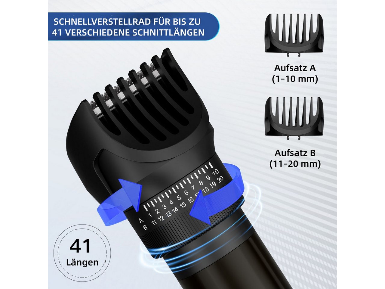 HATTEKER Haarschneider HT-6072, Bartschneider Präzisionstrimmer Folienrasierer, IPX6 5-IN-1-Set Bild 4