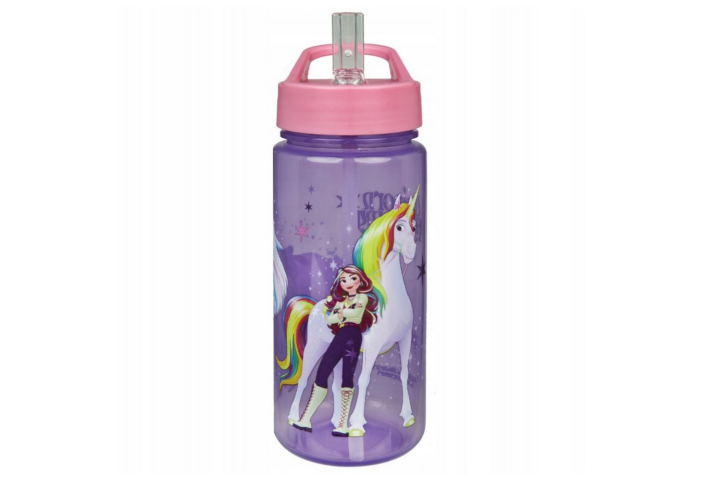 Unicorn Academy Trinkflasche Getränkeflasche Lila 19 cm leichte Flasche Schule Reise Sport