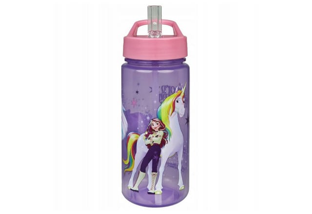Unicorn Academy Trinkflasche Getränkeflasche Lila 19 cm leichte Flasche Schule Reise Sport