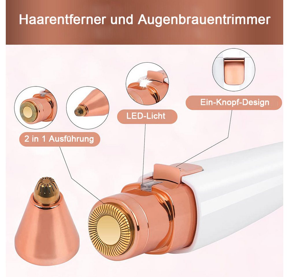 AFKSMILE Haarentferner-Set 2 in 1 Augenbrauenrasierer Elektrisch und Gesichtsrasierer Frauen, Gesichtshaarentferner für Sanfte Rasur,Unterwegs-Epilierer-Augenbrauen Bild 3