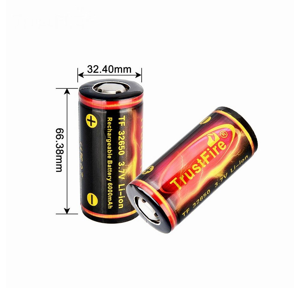 Trustfire 32650 Akku 6000 mAh, 32650 6000mAh Akku mit Schutzschaltung