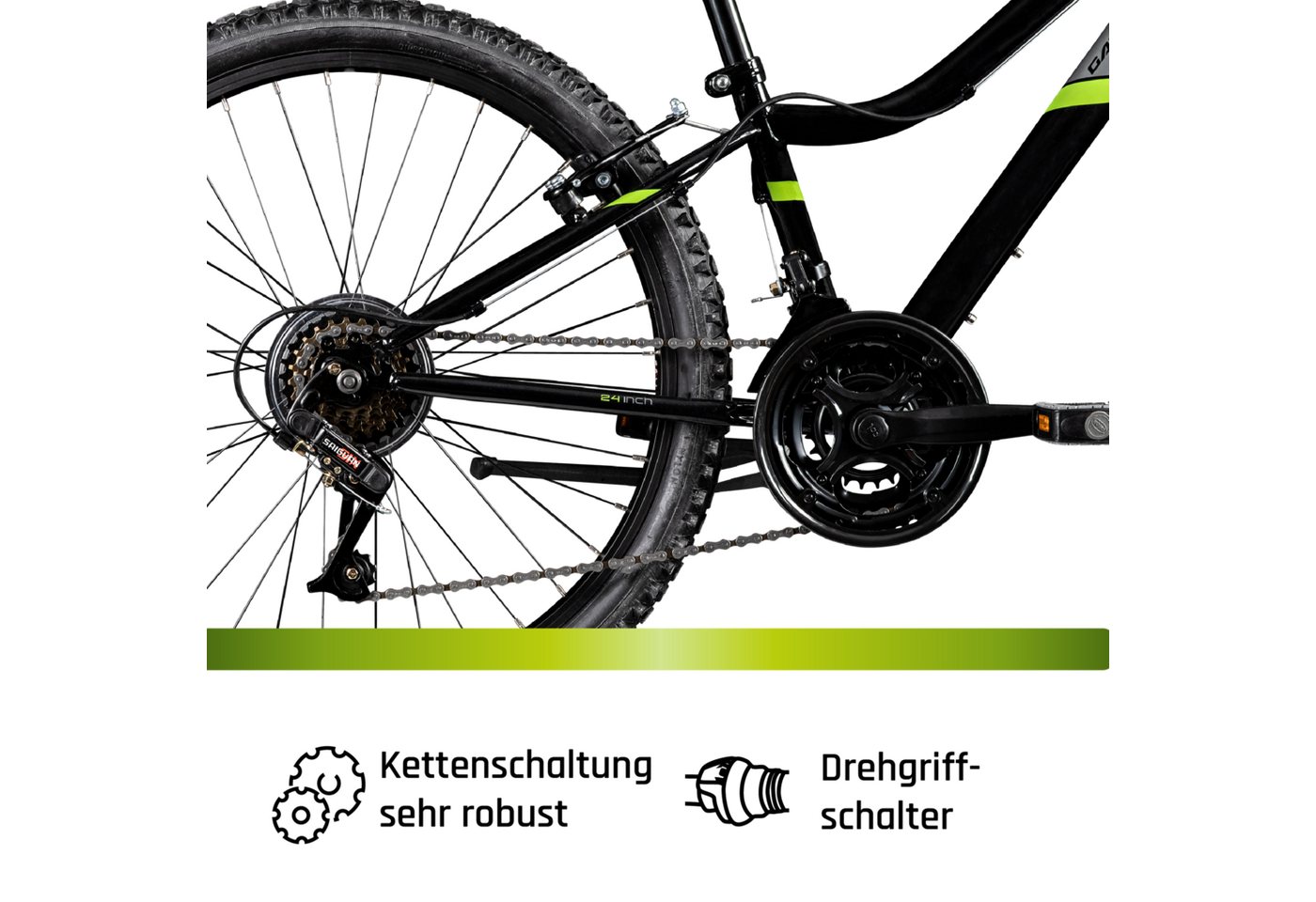Galano Mountainbike GA20, 21 Gang Saiguan, Kettenschaltung, Jugendfahrrad 24 Zoll Mountainbike 130-145 cm 21 Gänge Mädchen Jungen