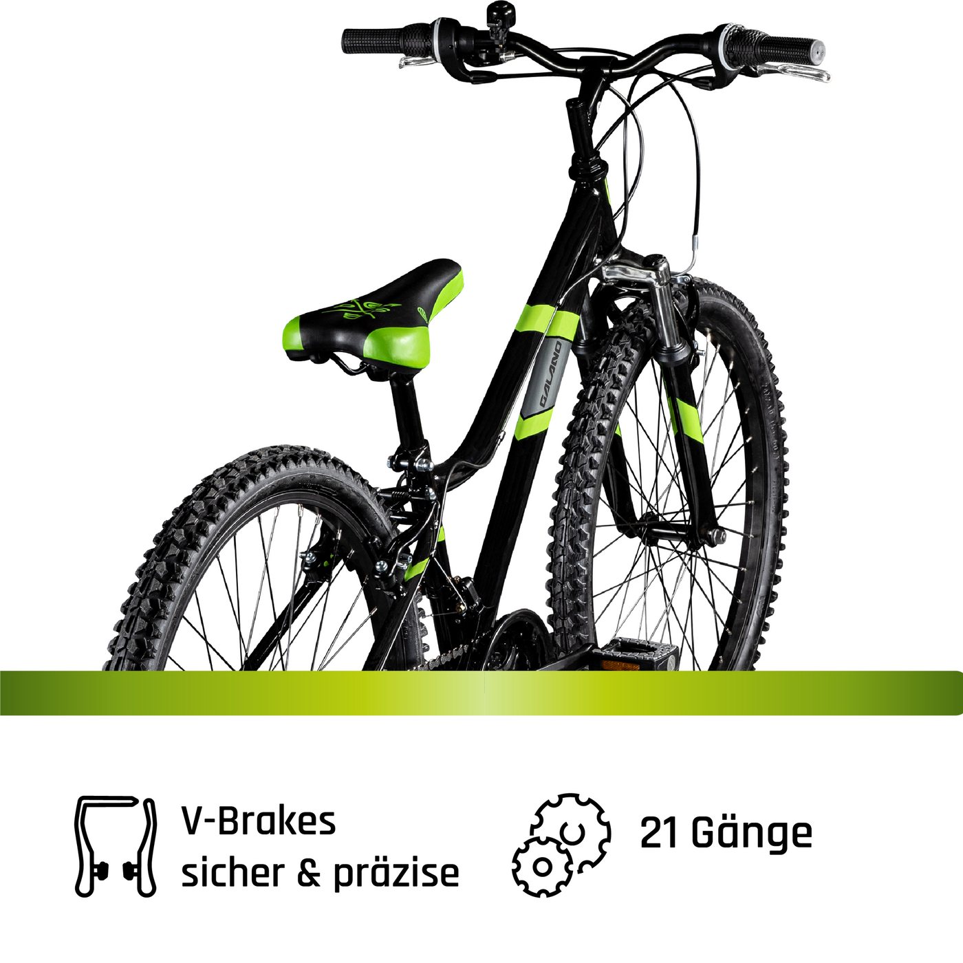 Galano Mountainbike GA20, 21 Gang Saiguan, Kettenschaltung, Jugendfahrrad 24 Zoll Mountainbike 130-145 cm 21 Gänge Mädchen Jungen Bild 3