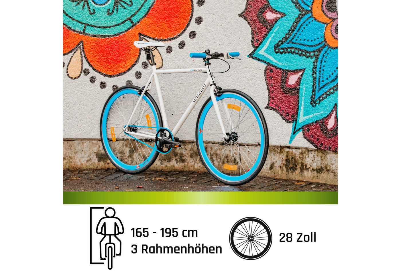 Galano Singlespeed Blade, 1 Gang, ohne Schaltung, Fixie Fahrrad Singlespeed Damen Herren 165 - 195 cm retro Urban Bike Bild 3