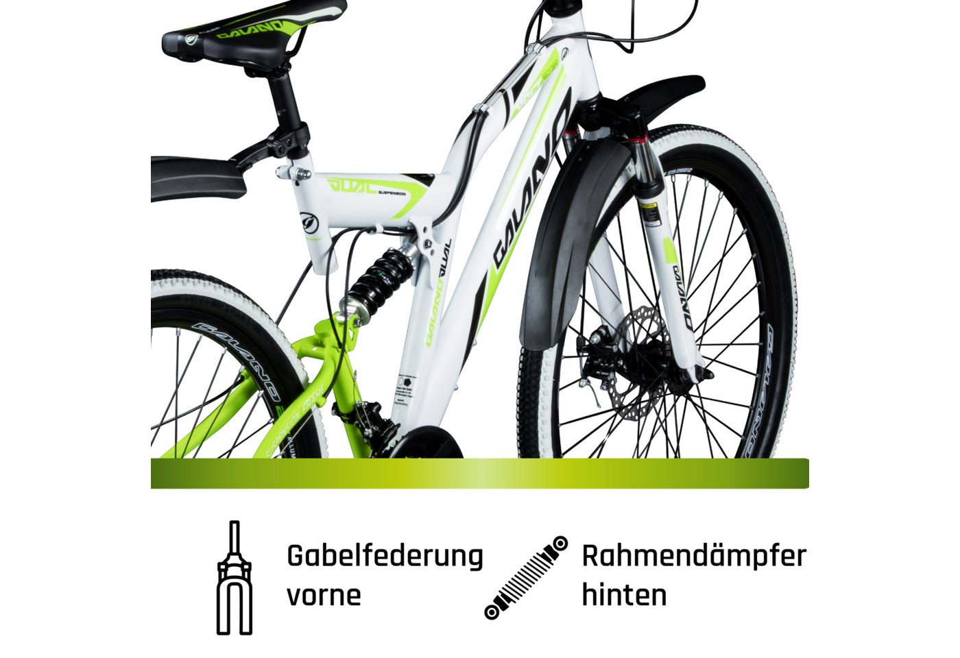 Galano Mountainbike Volt DS, 21 Gang, Kettenschaltung, 26 Zoll Jugendfahrrad MTB Fully ab 160 cm für Mädchen und Jungen Bild 2