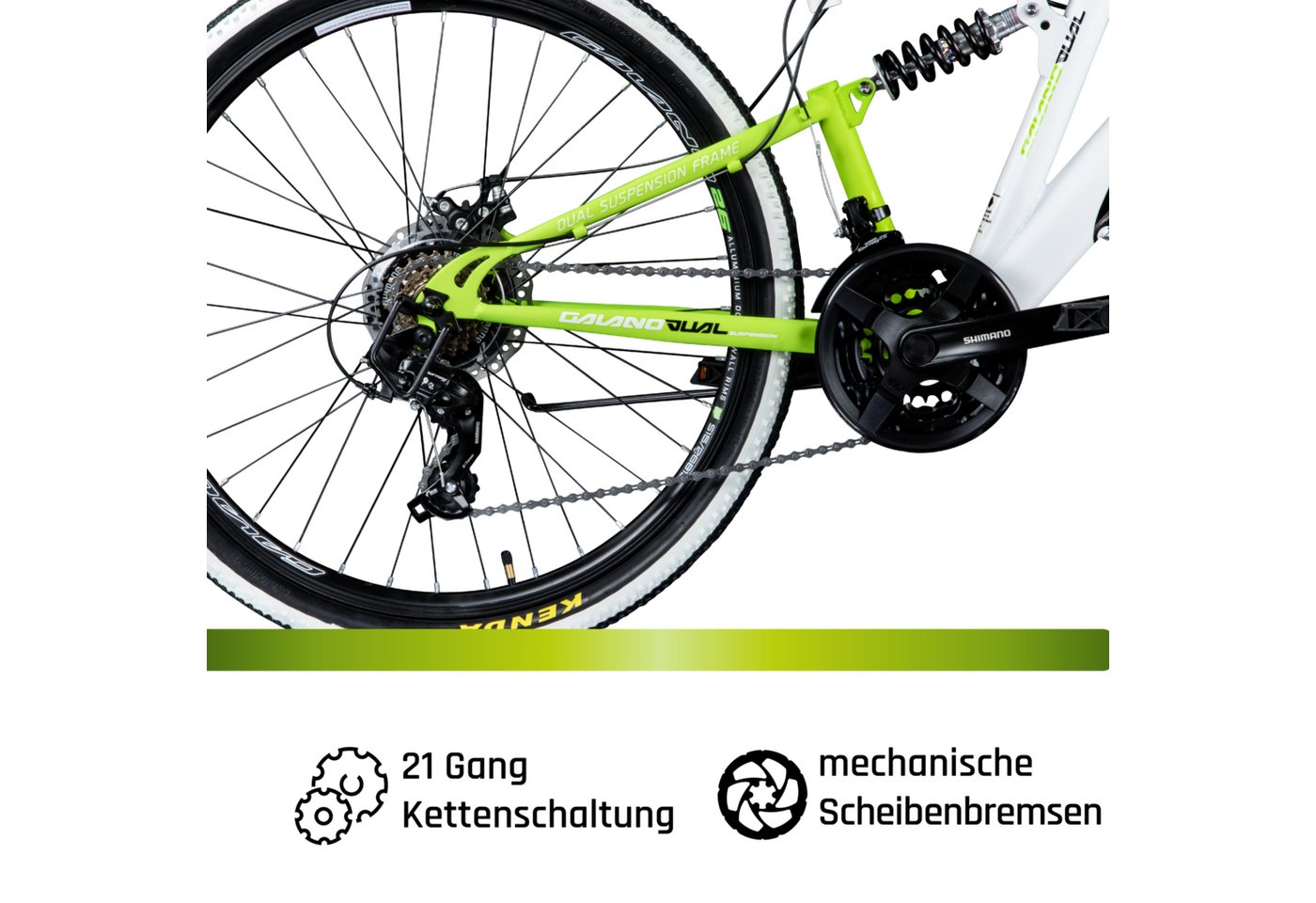 Galano Mountainbike Volt DS, 21 Gang, Kettenschaltung, 26 Zoll Jugendfahrrad MTB Fully ab 160 cm für Mädchen und Jungen Bild 3