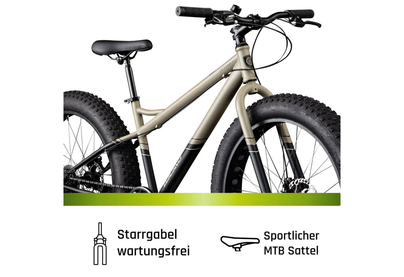 Galano Mountainbike Fatman 4.0, 7 Gang Shimano Tourney Schaltwerk, Kettenschaltung, 26 Zoll Fatbike für Damen und Herren 155 - 180 cm MTB Fahrrad Fat Bike