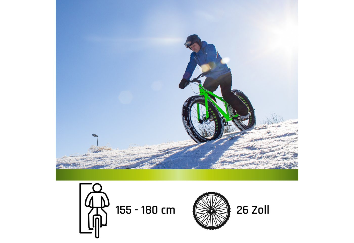 Galano Mountainbike Fatman 4.0, 7 Gang Shimano Tourney Schaltwerk, Kettenschaltung, 26 Zoll Fatbike für Damen und Herren 155 - 180 cm MTB Fahrrad Fat Bike Bild 4