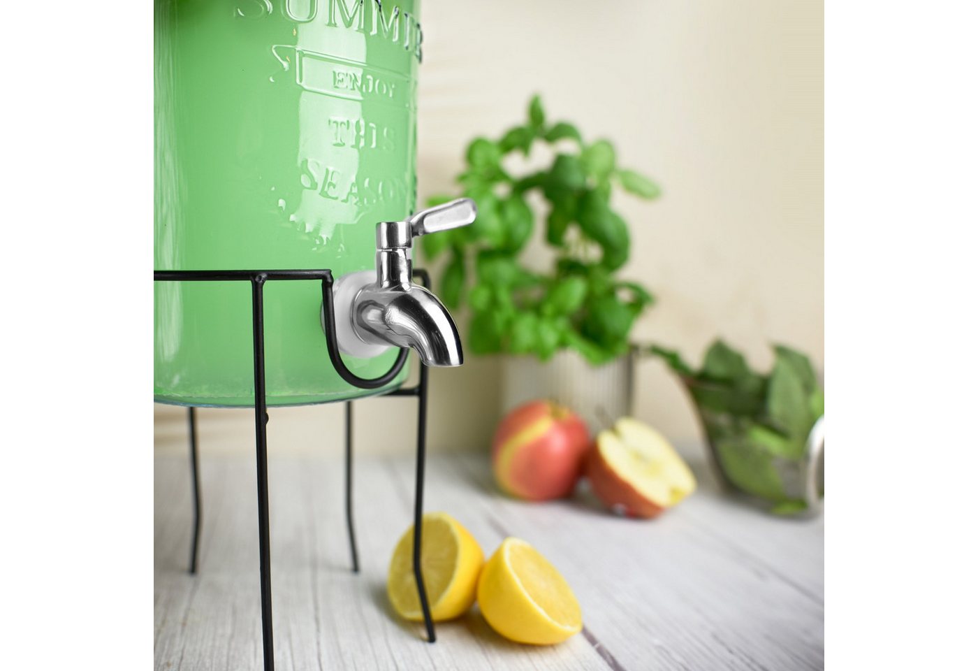 Sendez Getränkespender 3L mit Zapfhahn aus Edelstahl Glasdeckel und Ständer Dispenser Bild 4