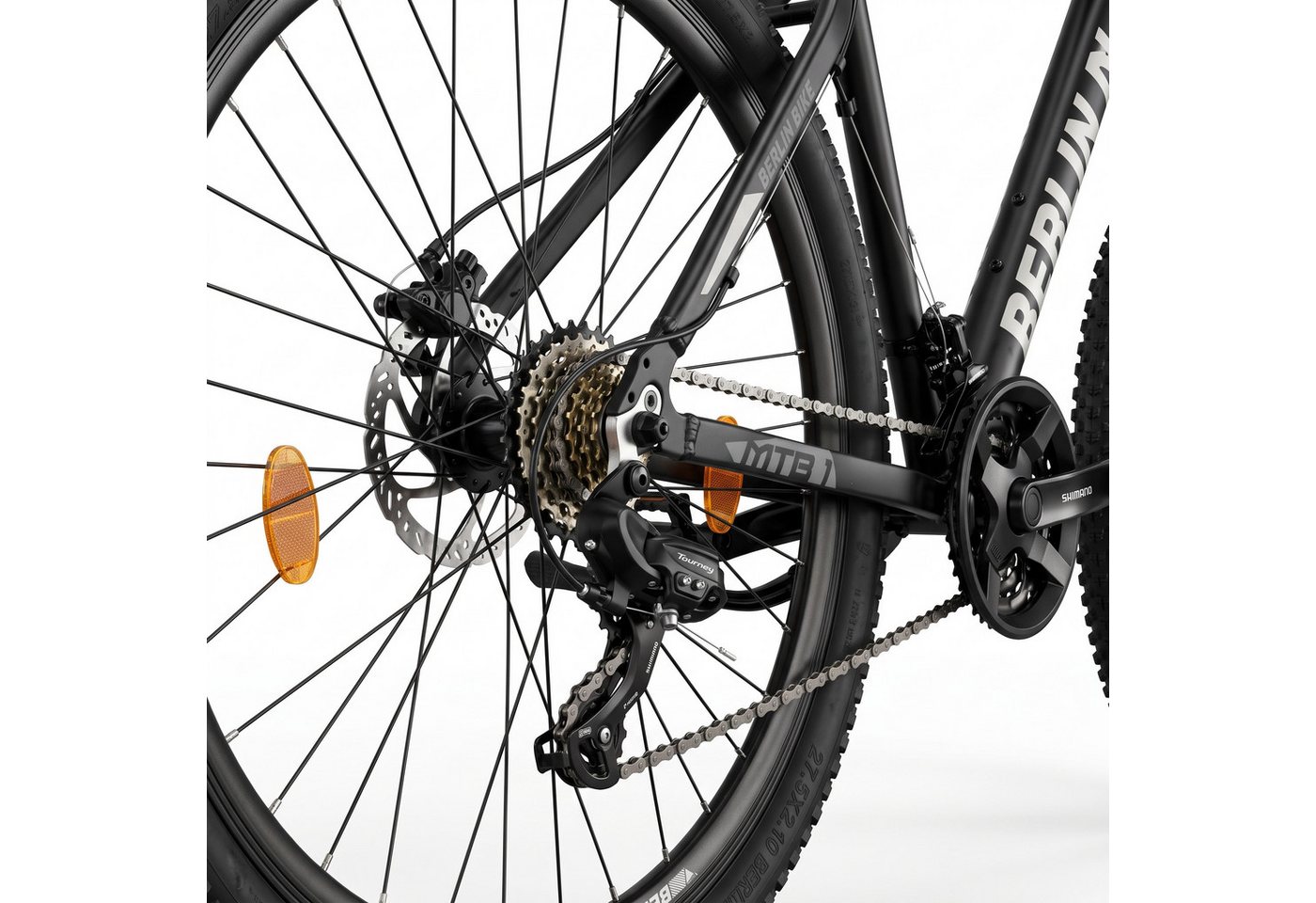 BERLIN BIKE Mountainbike MTB1 Serien-Komplettset 26/27,5/29 Zoll mit Shimano-Ausstattung, 21 Gang Shimano FD-TZ500/RD-TY300D Schaltwerk, Kettenschaltung, (Shimano Kurbel, Dacron Hydraulische Scheibenbremsen, Aluminiumrahmen), mit hydraulischen Scheibenbremsen Bild 2