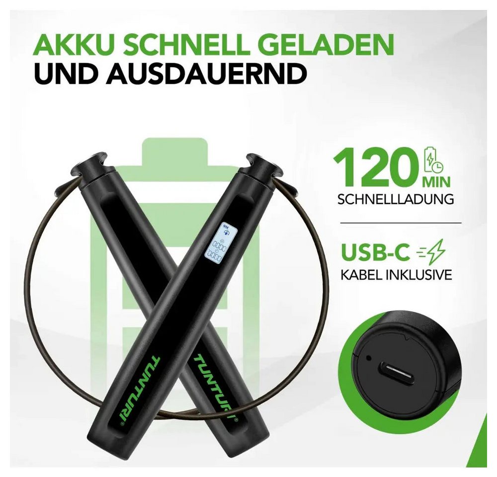 Sport-Knight® Springseil Bluetooth Springseil mit LCD und App, 4 Modi, verstellbar, HIIT