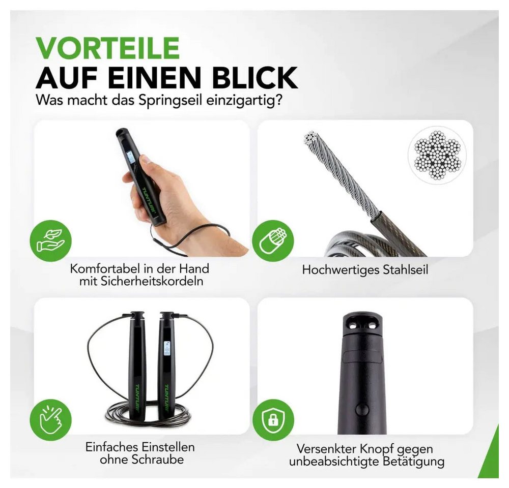 Sport-Knight® Springseil Bluetooth Springseil mit LCD und App, 4 Modi, verstellbar, HIIT Bild 2