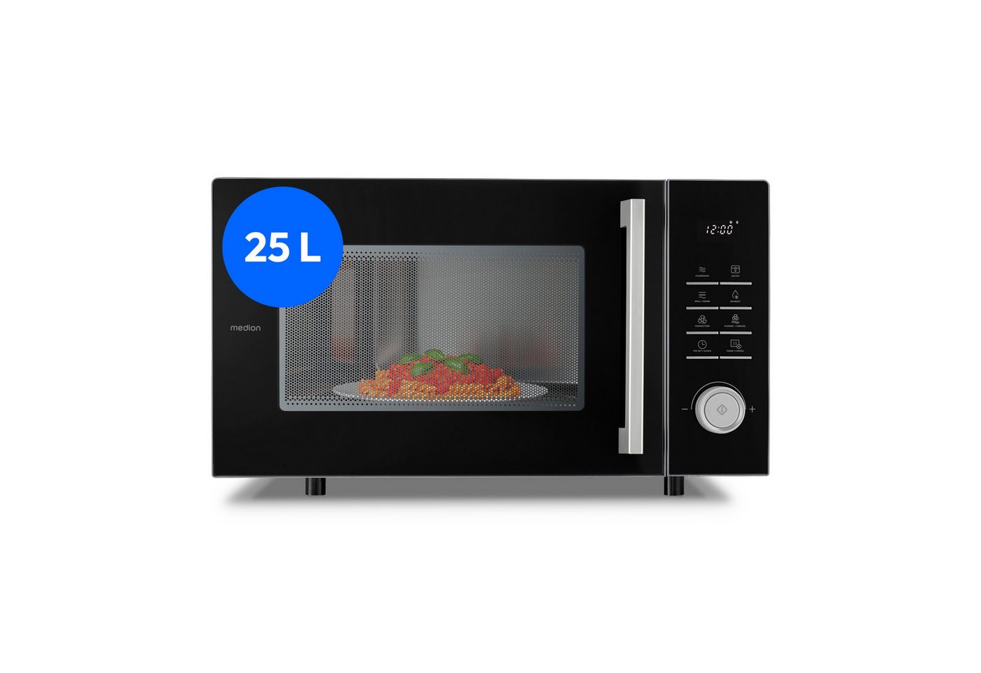 Medion® Mikrowelle MD12231, Netzkabel, 25 l, 3- in 1,Auftau-Funktion,Aufwärmfunktion,mit Grill,mit Heißluft