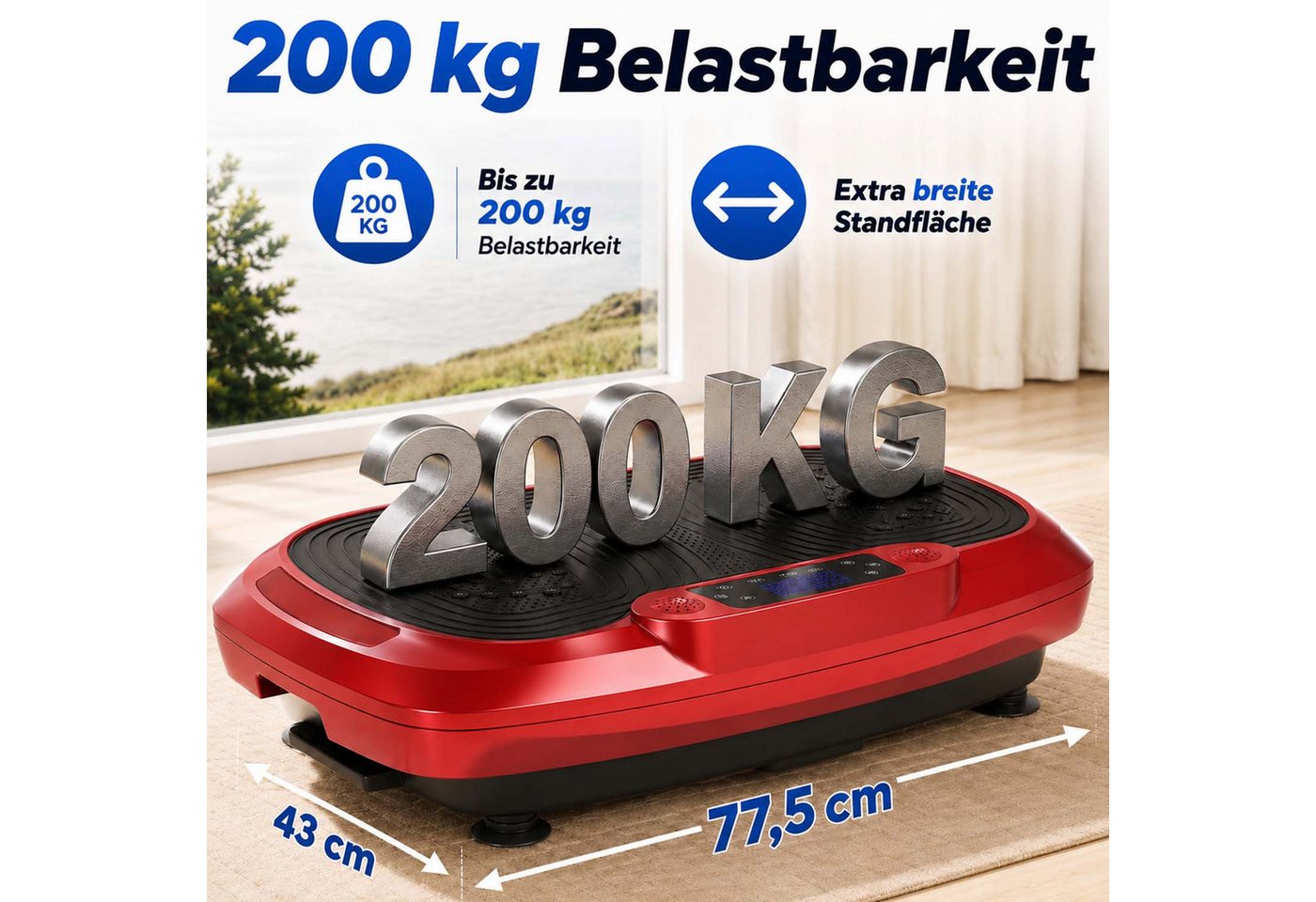 kehot Vibrationsplatte Vibrationsplatte mit 2 Widerstandsbänder, 5 Fitnessbänder, Bluetooth, 300 W, 120 Intensitätsstufen, Rüttelplatte Sport für Zuhause, Ganzkörpertraining für Home Workout Bild 2