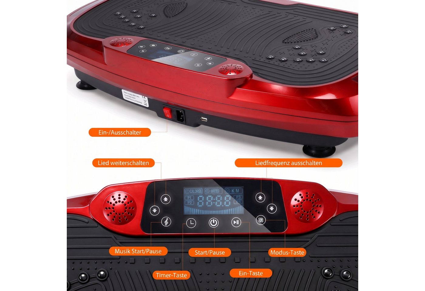kehot Vibrationsplatte Vibrationsplatte mit 2 Widerstandsbänder, 5 Fitnessbänder, Bluetooth, 300 W, 120 Intensitätsstufen, Rüttelplatte Sport für Zuhause, Ganzkörpertraining für Home Workout Bild 5