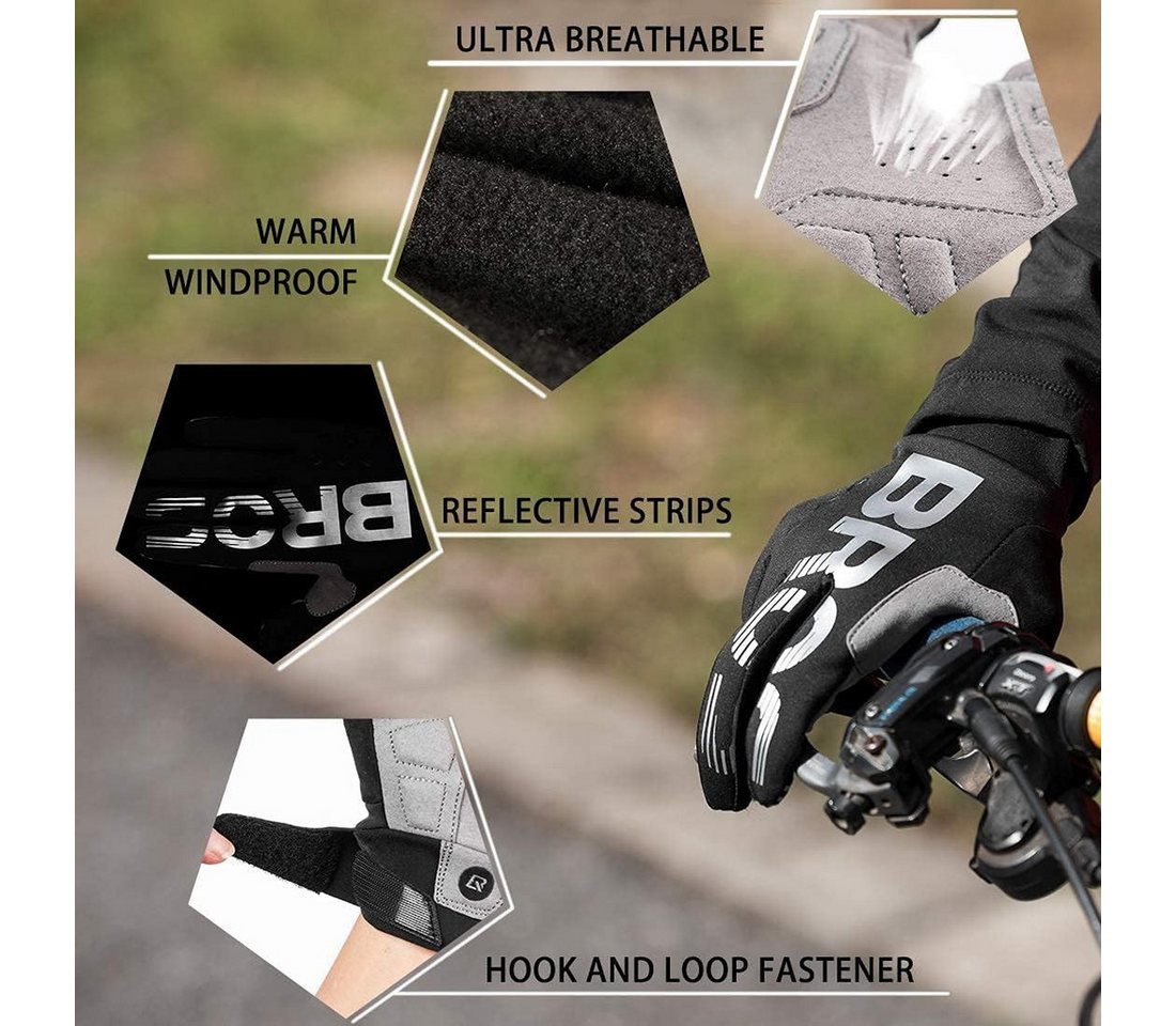 ROCKBROS Fahrradhandschuhe Handschuhe für Frühling Herbst Winddicht Stoßfest Touchscreen (1-St) Vollfinger Handschuhe für Outdoor-Sports Laufen, Damen Herren Bild 4