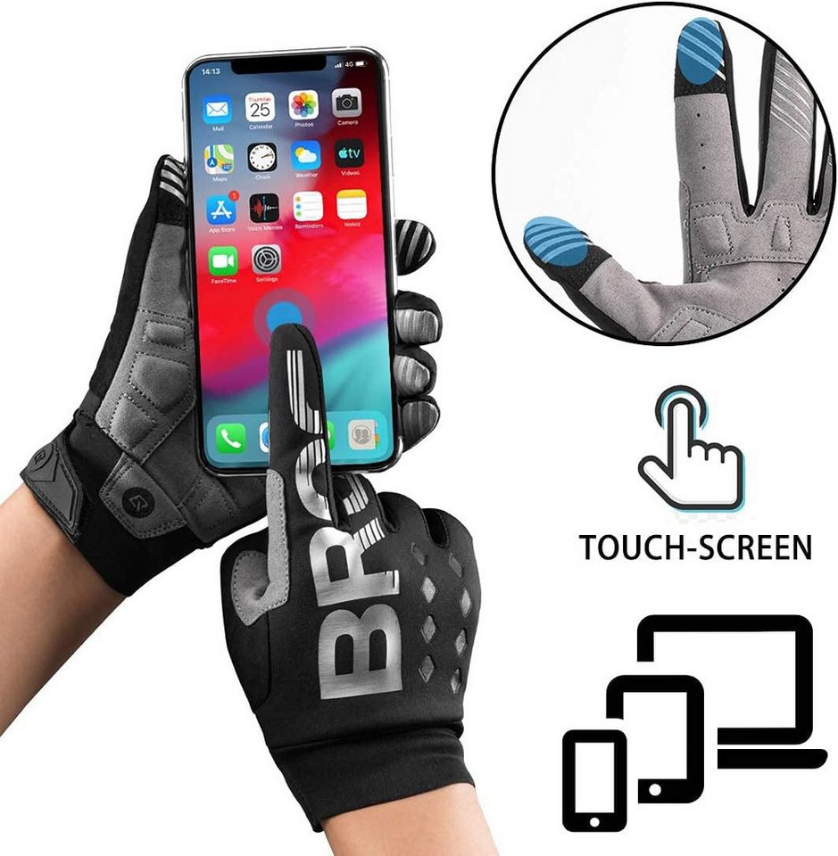 ROCKBROS Fahrradhandschuhe Handschuhe für Frühling Herbst Winddicht Stoßfest Touchscreen (1-St) Vollfinger Handschuhe für Outdoor-Sports Laufen, Damen Herren Bild 5