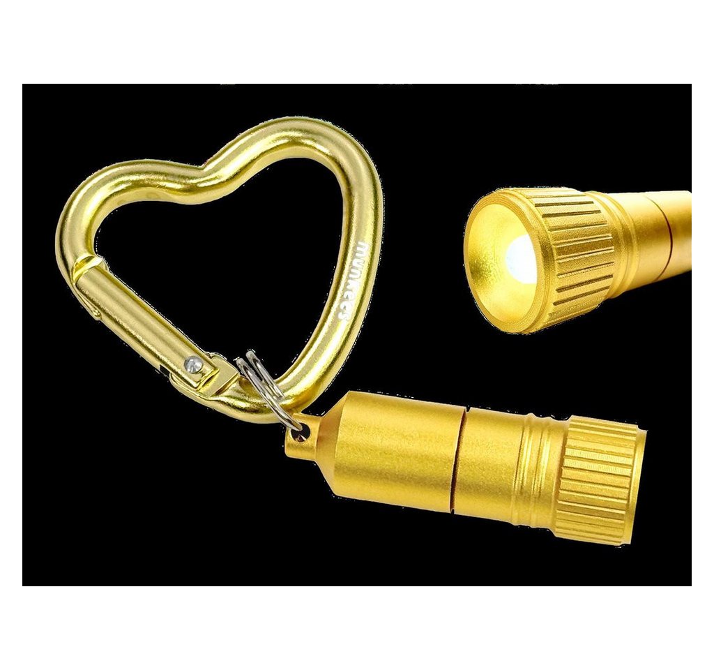 Munkees Taschenlampe Mini LED-Leuchte mit Herz-Karabiner, gold (Einzelartikel, 1-St), kompakt, leicht, Karabiner Bild 2