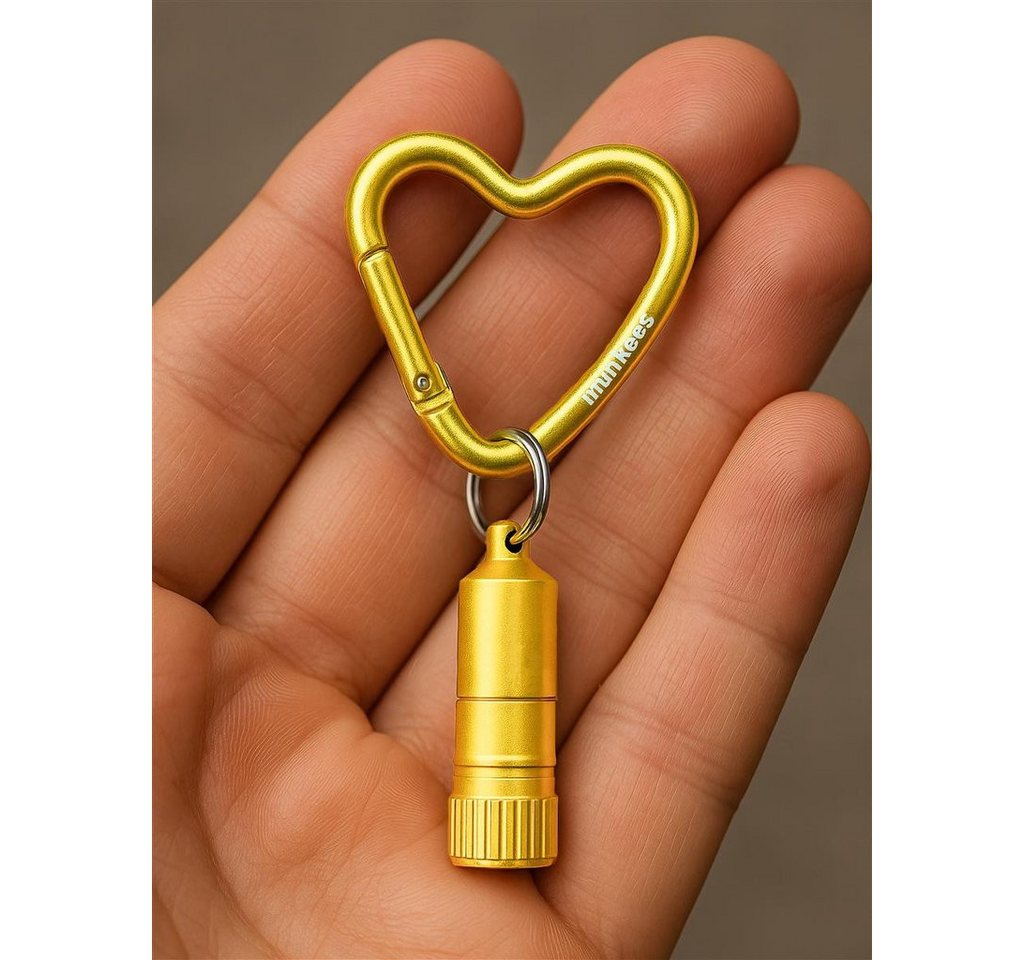 Munkees Taschenlampe Mini LED-Leuchte mit Herz-Karabiner, gold (Einzelartikel, 1-St), kompakt, leicht, Karabiner Bild 3