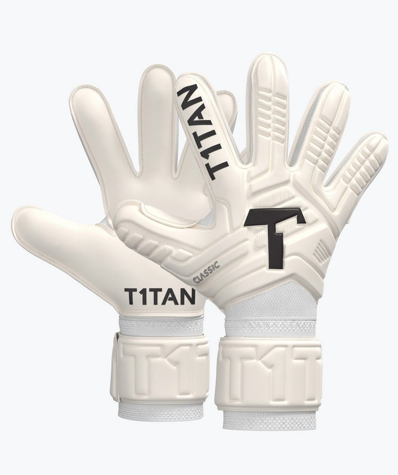 T1TAN Torwarthandschuhe Kinder Classic White-Out mit Fingerschutz