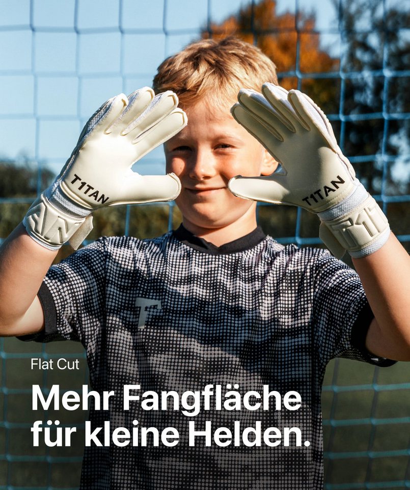 T1TAN Torwarthandschuhe Kinder Classic White-Out mit Fingerschutz Bild 5