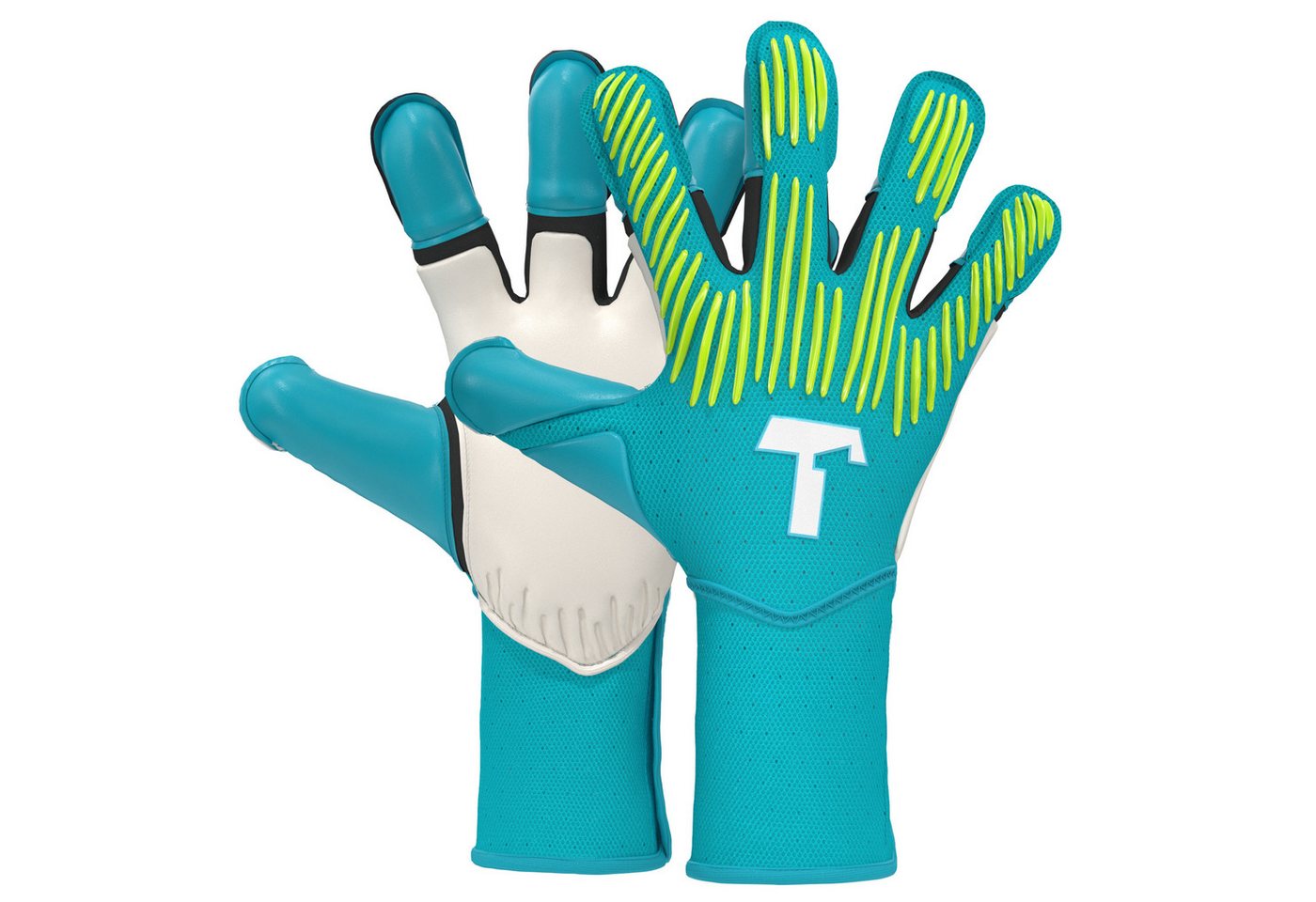 T1TAN Torwarthandschuhe Erwachsene Rebel Sky Blue mit Fingerschutz