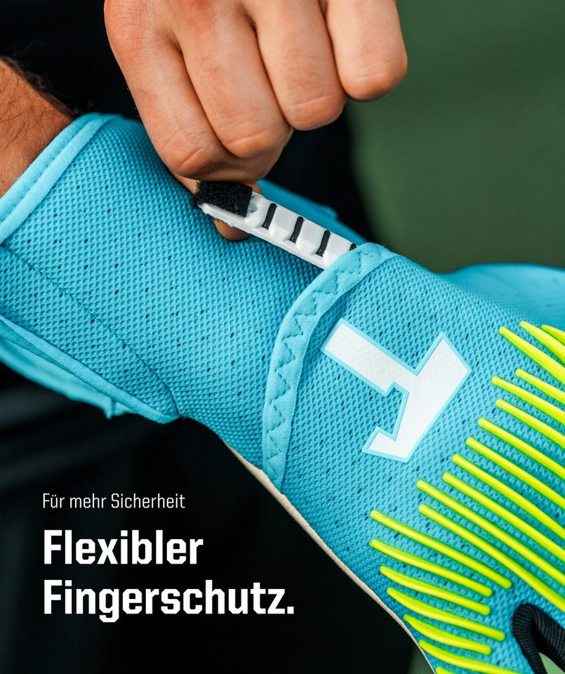 T1TAN Torwarthandschuhe Erwachsene Rebel Sky Blue mit Fingerschutz Bild 2