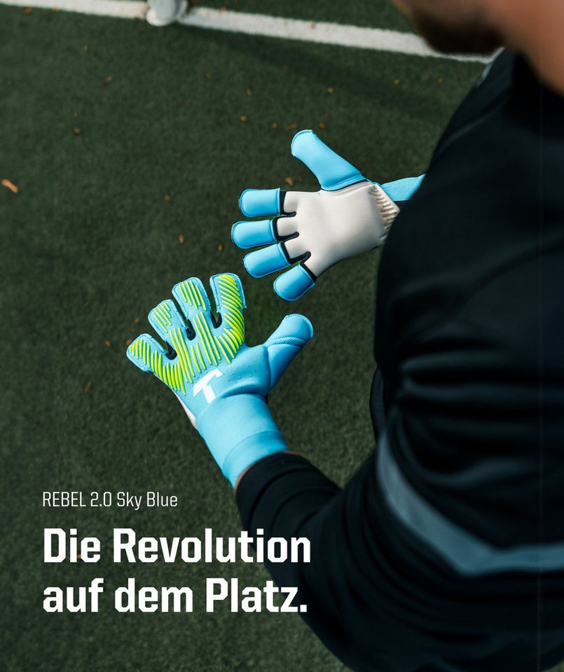 T1TAN Torwarthandschuhe Erwachsene Rebel Sky Blue mit Fingerschutz Bild 3