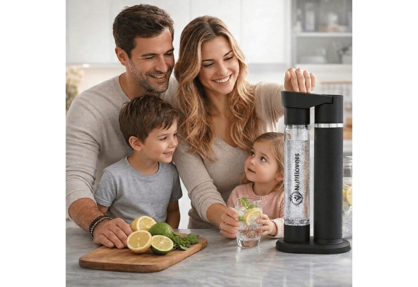 Nutrilovers Wassersprudler NUTRI-STREAM Wassersprudler C02 Edelstahl Schwarz, patentiertes System