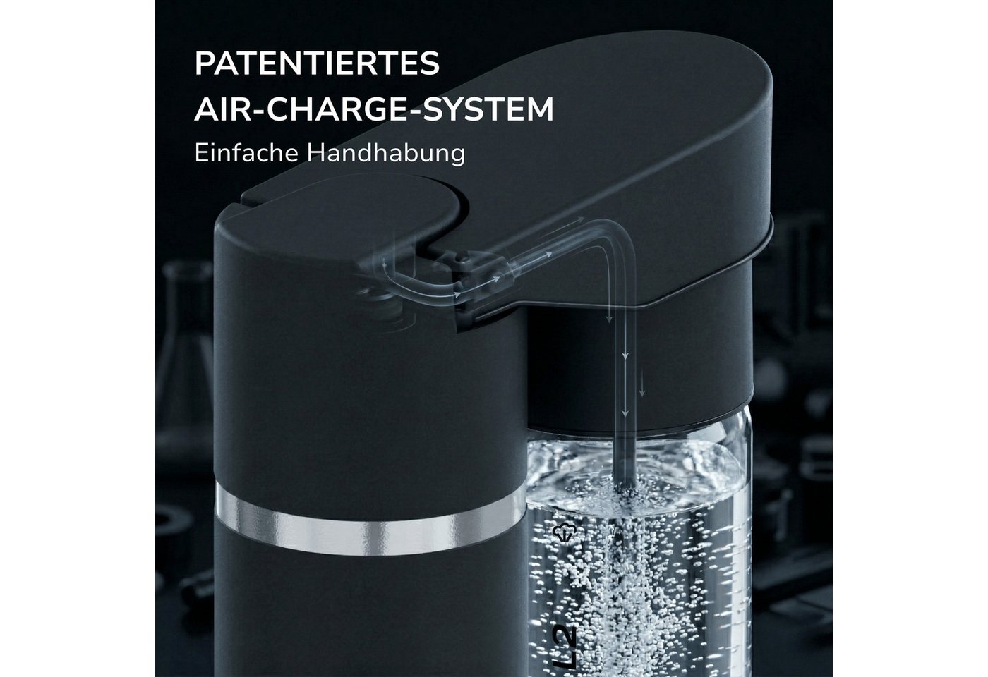 Nutrilovers Wassersprudler NUTRI-STREAM Wassersprudler C02 Edelstahl Schwarz, patentiertes System Bild 3