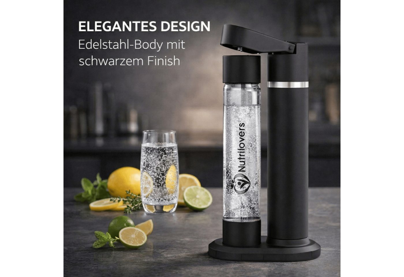 Nutrilovers Wassersprudler NUTRI-STREAM Wassersprudler C02 Edelstahl Schwarz, patentiertes System Bild 5