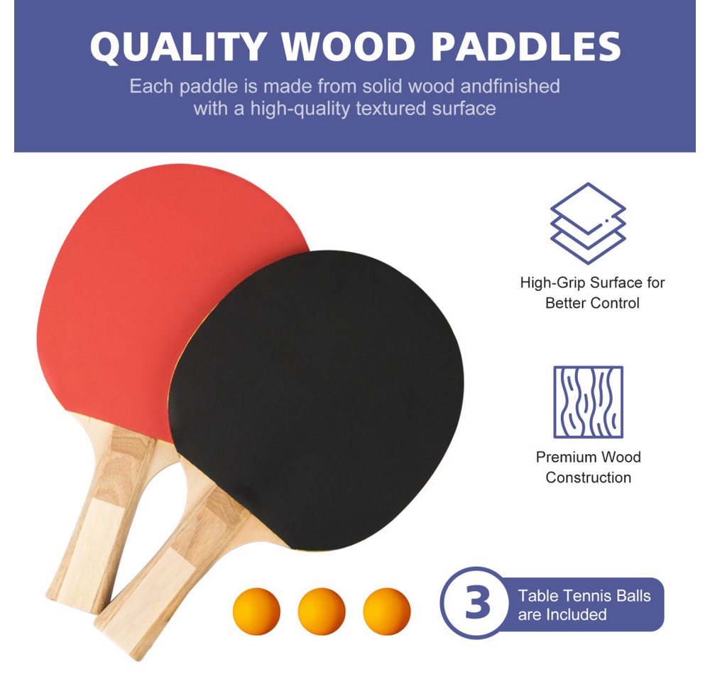 BBWL Tischtennisplatte 137,2 cm MDF inkl. Netz, 2 Schläger & 3 Bälle, Kompakter klappbarer Tischtennistisch für Indoor & Outdoor Spiele Bild 4