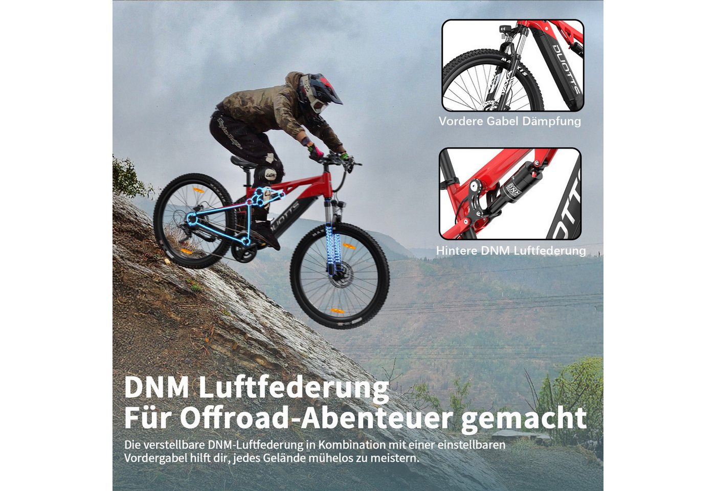 DUOTTS E-Bike Cityrad E29 herren Elektrofahrrad 648WH 27.5 Zoll damen 48V 13.5AH 50Nm, 14 Gang Shimano Shimano Schaltwerk, Kettenschaltung, Heckmotor, 648 Wh, IPX4, max. Steigung 20–30°, max. Belastung 150 kg Bild 5