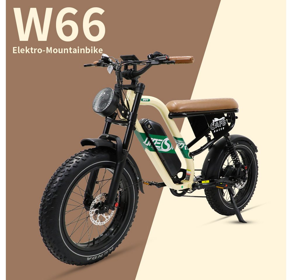 Vankel E-Bike Cityrad herren Elektrofahrrad 648WH cityrad 20×4.0 Zoll damen 13.5AH 65Nm, Kettenschaltung, Heckmotor, 648 Wh, Retro E-Fatbike mit hydraulischen Scheibenbremse Bild 3