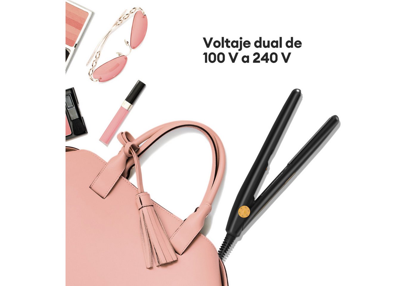 CkeyiN Pro Glätteisen Tragbarer,Haarglätter 2 in 1,Mini Haarglätter Keramik, 27 W,PTC-Heizelement,110-240 V, für Kurzes und Langes Haar