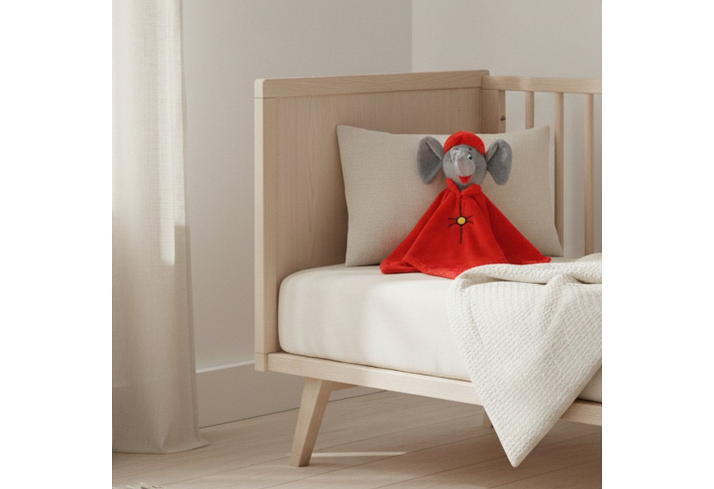 MTOnlinehandel Kuscheltuch Benjamin Blümchen 35x35 cm – Schmusetuch für Babys & Kleinkinder, (1-tlg), Sanfter Begleiter für kleine Fans – ideal zum Kuscheln und Einschlafen