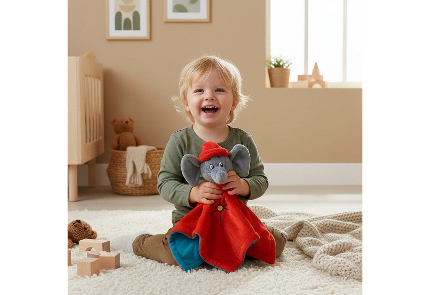 MTOnlinehandel Kuscheltuch Benjamin Blümchen 35x35 cm – Schmusetuch für Babys & Kleinkinder, (1-tlg), Sanfter Begleiter für kleine Fans – ideal zum Kuscheln und Einschlafen Bild 5