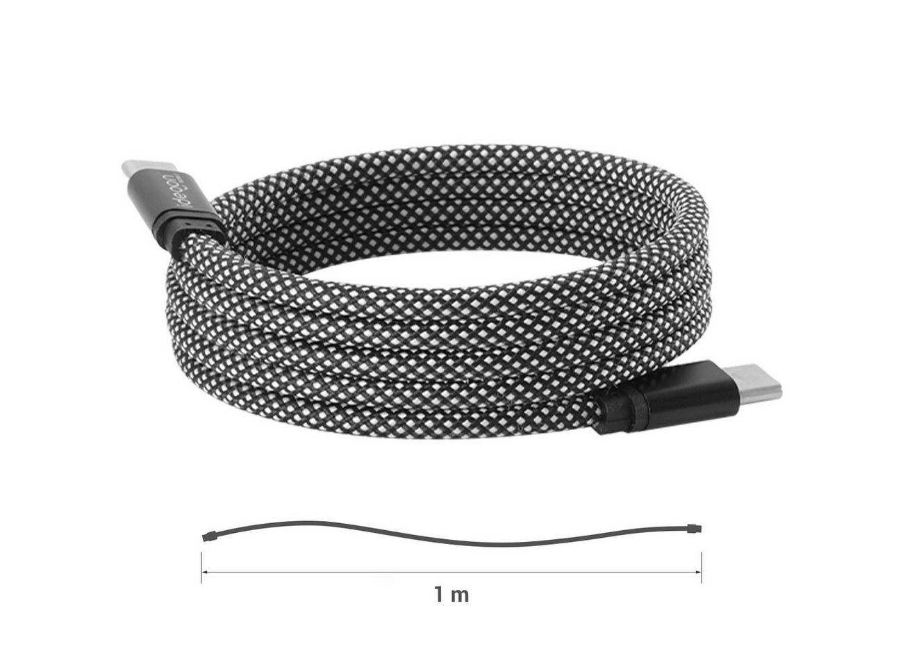 shop'n smile ideoon 100W USB-C Ladekabel 1m magnetische Aufrollfunktion Schnellladefähig USB-Kabel, Datenübertragung bis 480 Mbit/s, knotenfreies Aufrollen, 1m Bild 4
