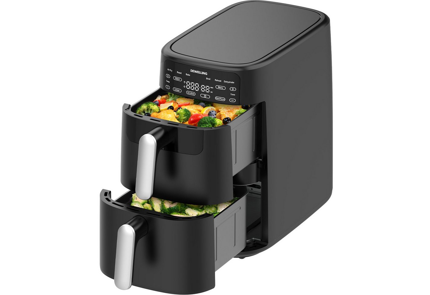 AIMAX Heißluftfritteuse 10L Dual-Korb Air Fryer mit Digitaldisplay, fettarmes Frittieren für Familien, 2700 W, 6 programme & Knusprige Ergebnisse mit wenig Öl, 360° Luftzirkulation Bild 4