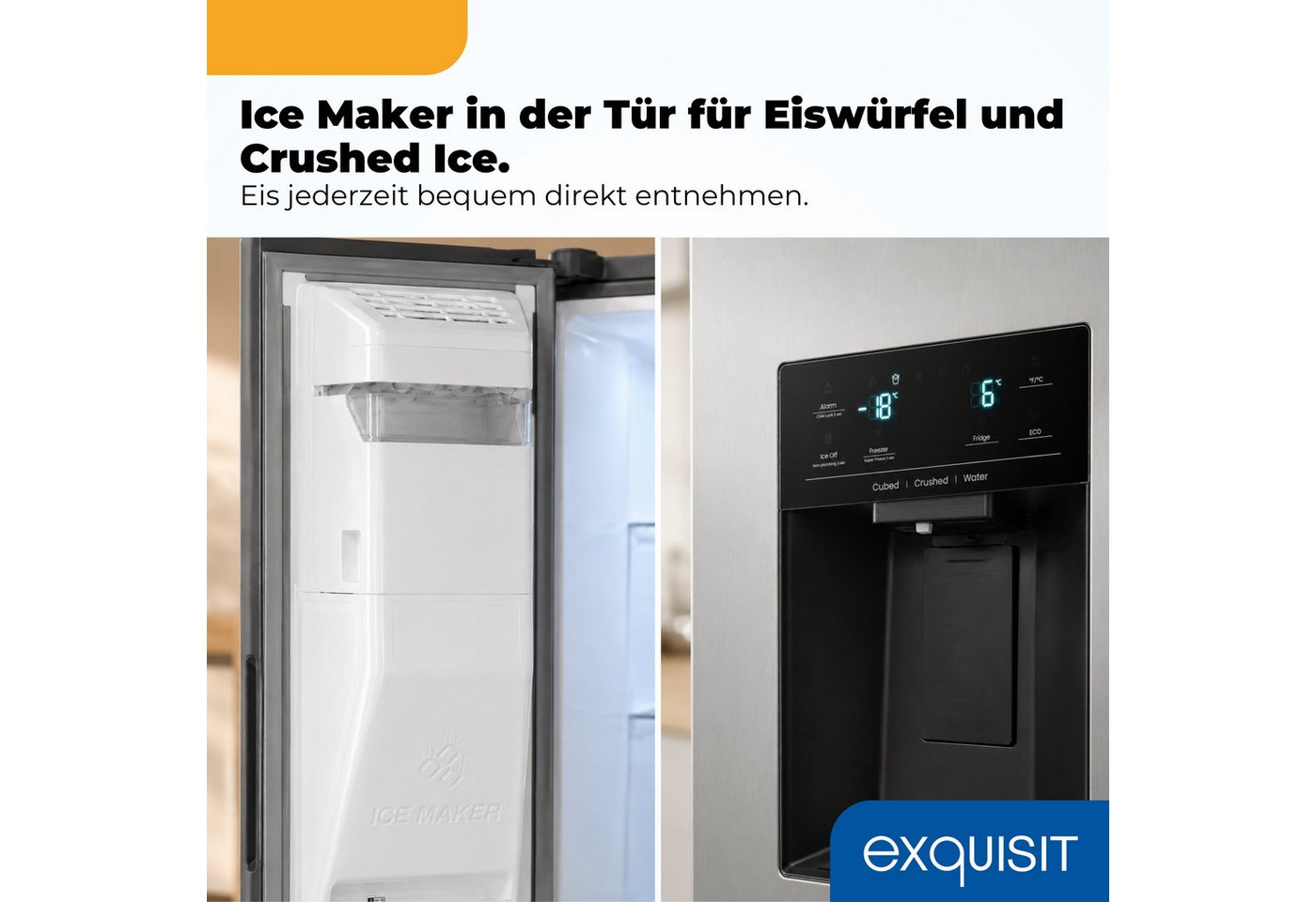 exquisit Side-by-Side SBS5530-CT-010C, 178,8 cm hoch, 91,1 cm breit, 528 l Nutzinhalt gesamt, 4 Sternefach, Energieklasse C, 37 dB