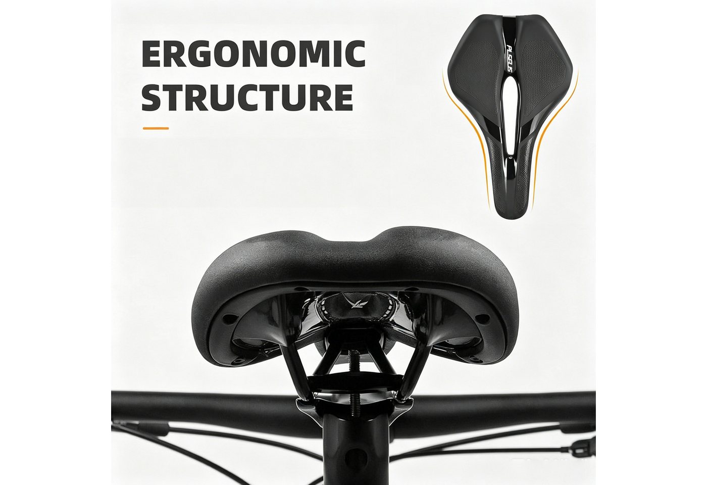 Luckice Fahrradsattel Universal Fahrradsattel mit Memory-Schaum für MTB Rennrad Gravel Ebike (Fahrradsattel Sattel Bikesattel Mountainbikesättel Ergonomisch Superleicht, 1-tlg., Lieferinhalt: 1 x Carbon Fahrradsattel), Memory Schaum Fahrradsattel Mountainbikesättel Universal Bild 2