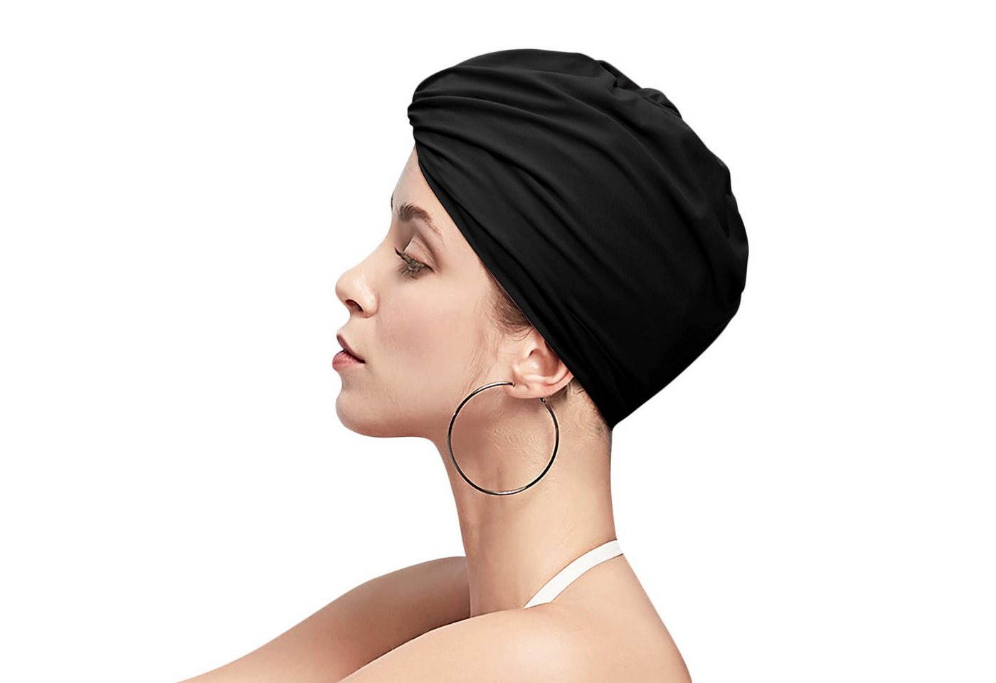 FOUORTUNATE-BEE Badekappe Damen Badekappe Turban, Elastische Schwimmkappe mit Ohrschutz, Für Schwimmbad, Strand, Spa und Wassersport, für lange Haare Bild 2