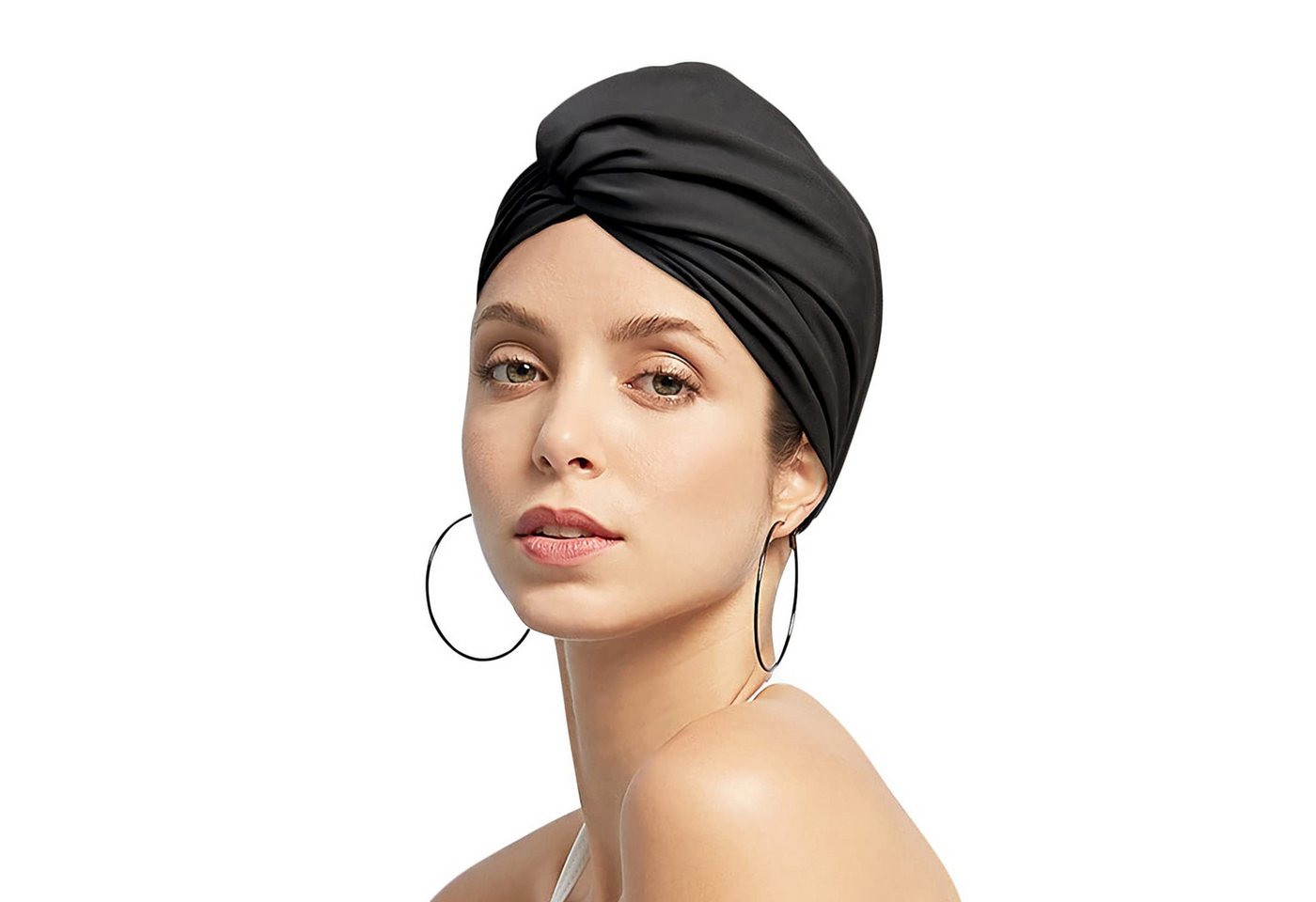 FOUORTUNATE-BEE Badekappe Damen Badekappe Turban, Elastische Schwimmkappe mit Ohrschutz, Für Schwimmbad, Strand, Spa und Wassersport, für lange Haare Bild 3