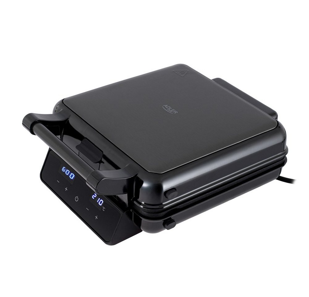 ADLER EUROPE 4-in-1-Sandwichmaker AD 3096 Sandwichtoaster, Waffeleisen und Kontaktgrill, 2200 W, Temperaturregelung, Antihaftbeschichtung, Schwarz/Silber Bild 2