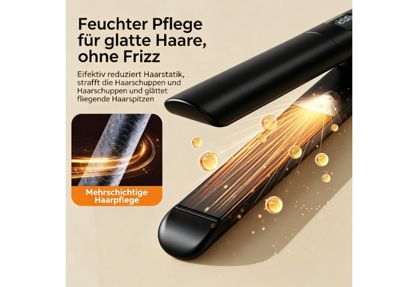 ibettertec Glätteisen Professionelles haarglätter mit 4 Temperaturregelung, Keramikbeschichtung, LCD Display,360° Drehkabel, Kompaktes Design, mit automatischem Schloss Bild 2